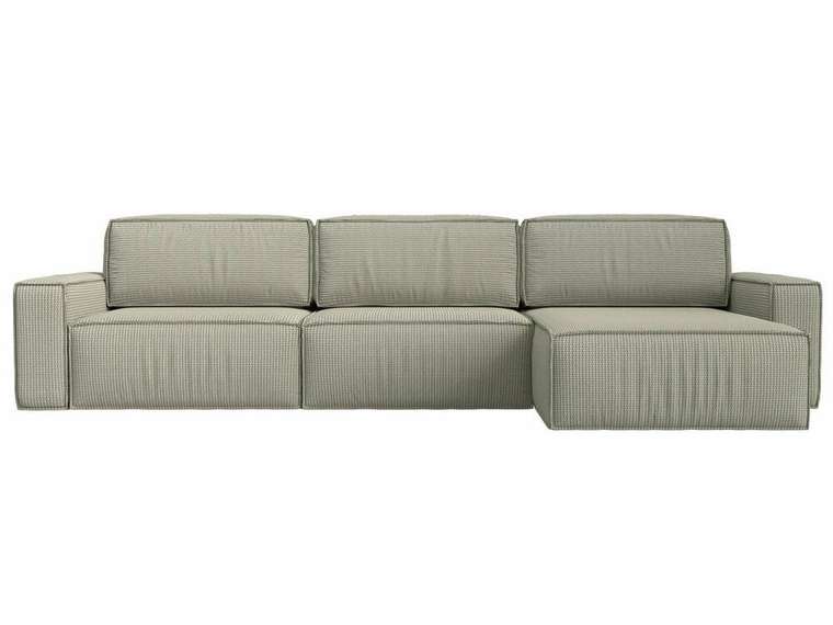 Угловой диван-кровать Прага Классик лонг бежево-серого цвета правый угол