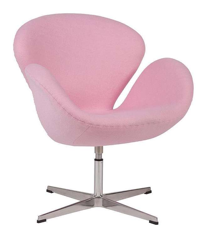 Кресло Swan Chair из шерстяной ткани светло-розового цвета