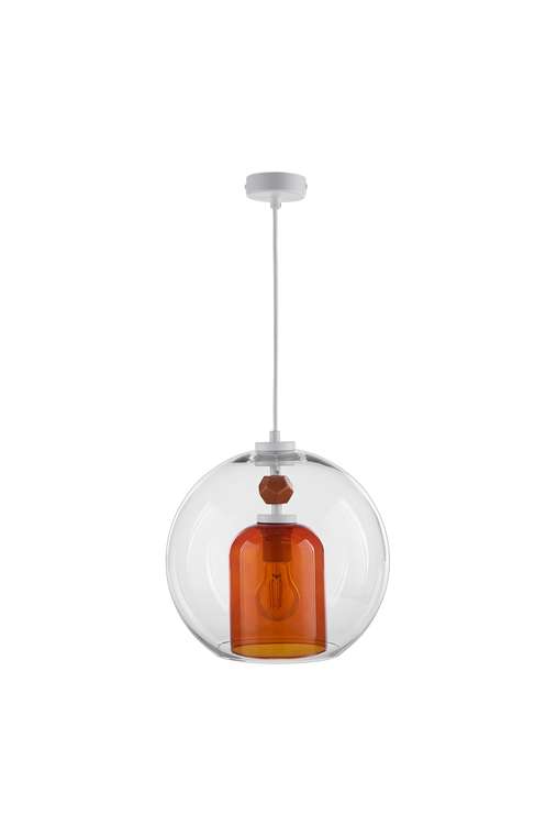 Подвесной светильник Color Bubble с керамическим элементом и плафоном колба в ярко-оранжевом цвете