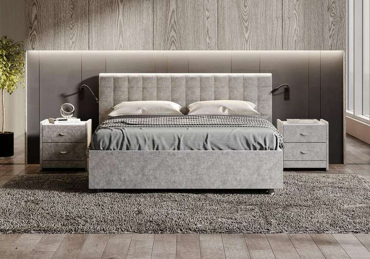 Кровать Siena 160х200 светло-серого цвета без основания и подъемного механизма