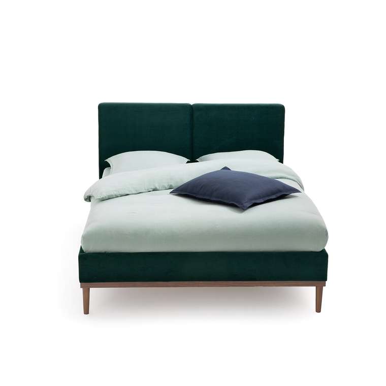 Кровать с кроватным основанием Cooly 160x200 темно-зеленого цвета