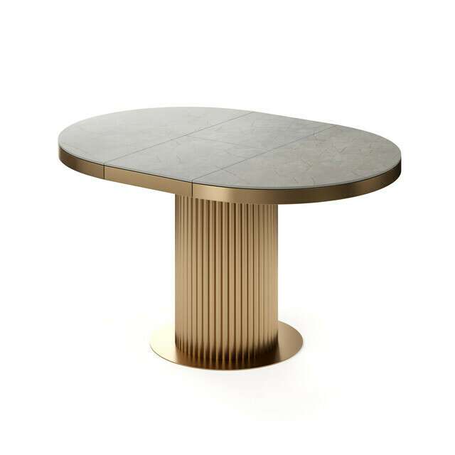 Раздвижной обеденный стол Меб L серо-золотого цвета