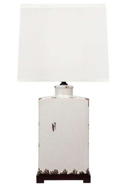 Лампа настольная керамическая с белым абажуром