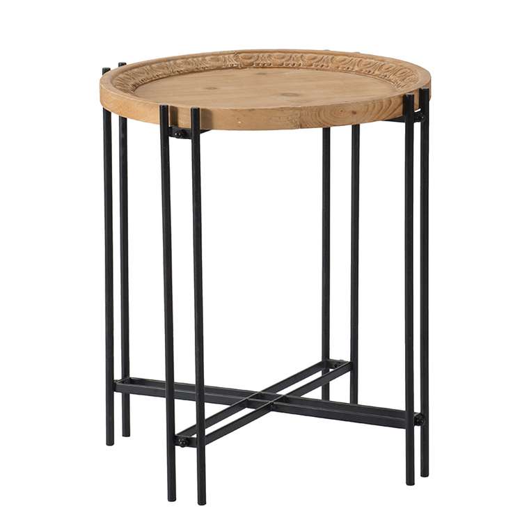 Кофейный столик с деревянной столешницей 