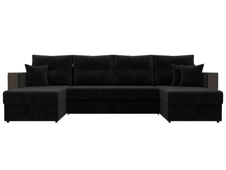 Угловой диван-кровать Валенсия П-образный черного цвета