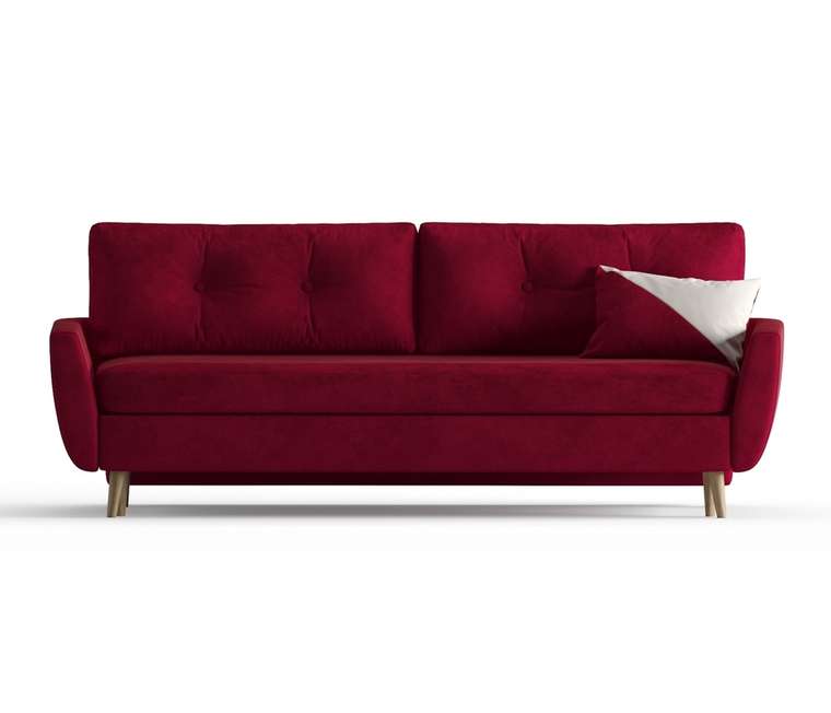 Диван-кровать Авиньон в обивке из велюра бордового цвета