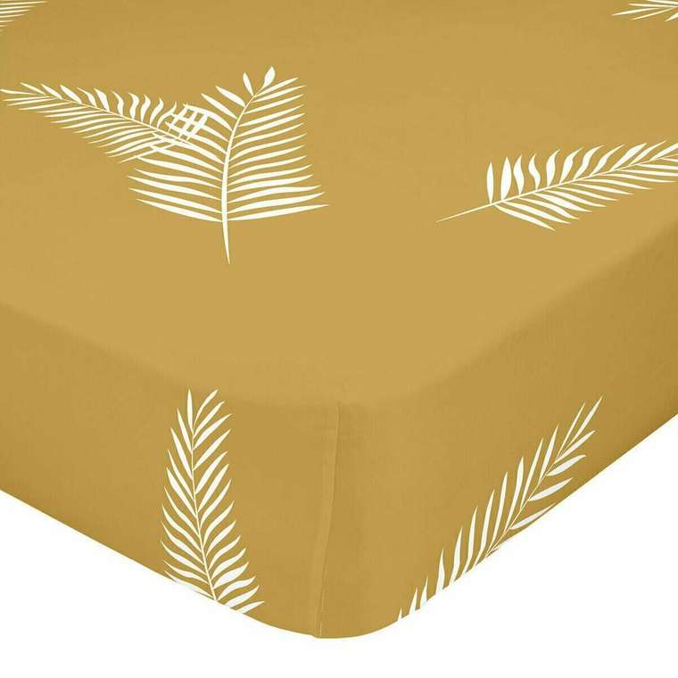 Простынь нижняя Foliage Blanc 200x200 желтого цвета