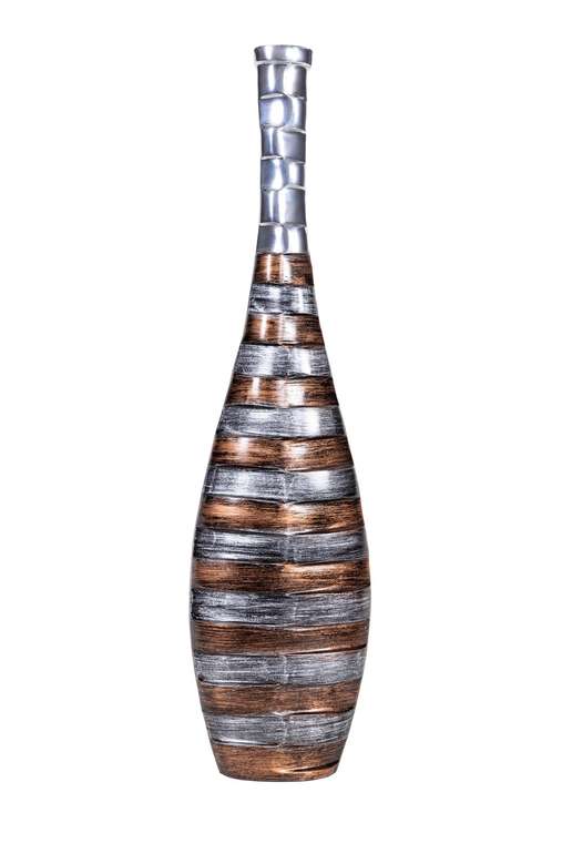 Ваза металлическая Stripes серебристого цвета