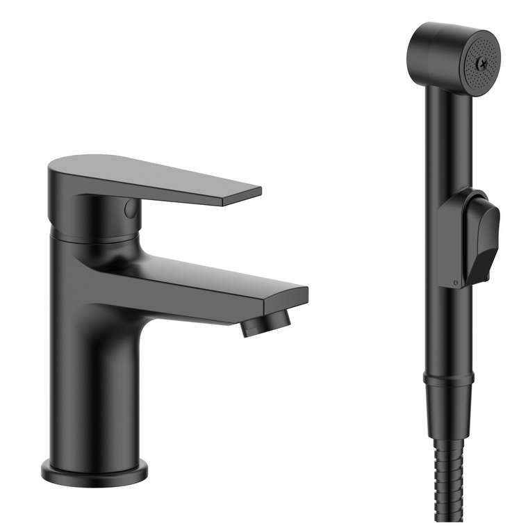 Смеситель для раковины с гигиеническим душем ESKO Budapest black BT27HB, черный