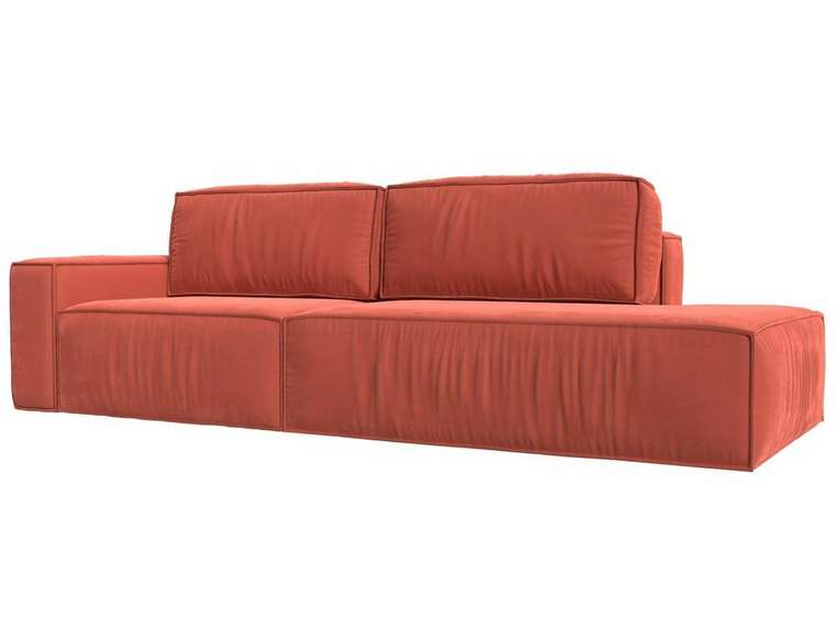 Прямой диван-крова Прага модерн кораллового цвета подлокотник слева