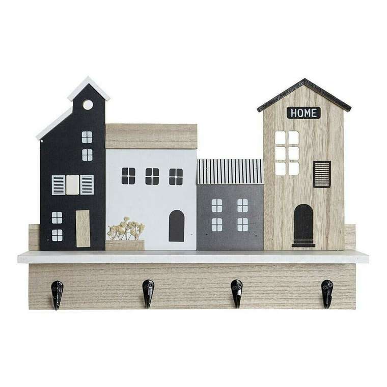 Ключница 39 x 9 x 27 cm Чёрный Коричневый Белый Деревянный MDF