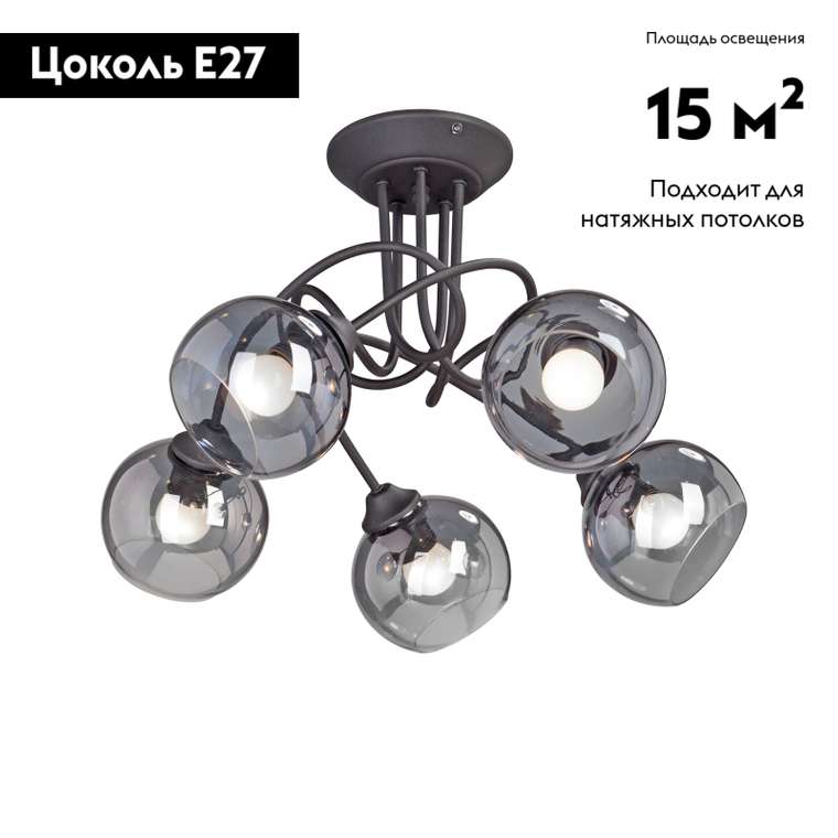 Потолочная люстра V4309-1/5PL (стекло, цвет дымчатый)