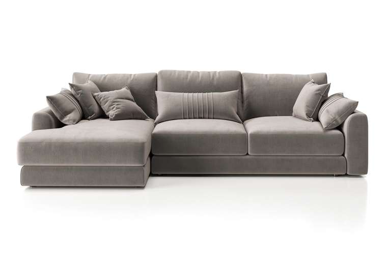 Угловой диван-кровать Шерлок с оттоманкой коричнево-серого цвета