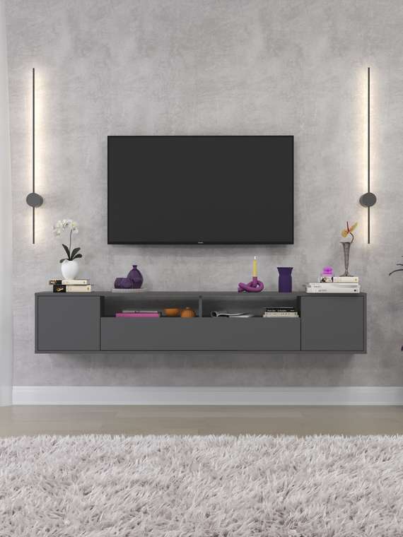 Тумба под ТВ Шале графитового цвета
