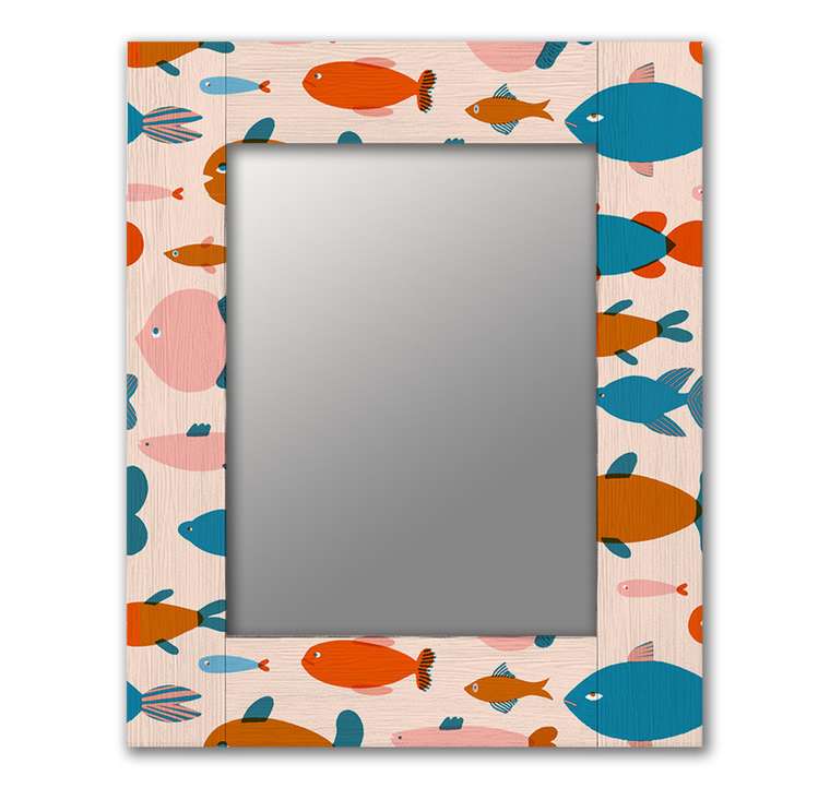 Настенное зеркало Красные рыбки 50х65 розового цвета