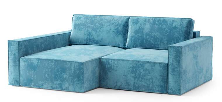 Угловой диван-кровать Софт сине-зеленого цвета левый