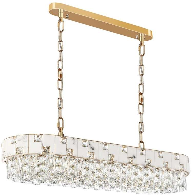 Подвесная люстра Odeon Light Chessi 5076/10 золото/прозрачный/белый/металл/хрусталь/алебастр E14 10*40W с подвесками