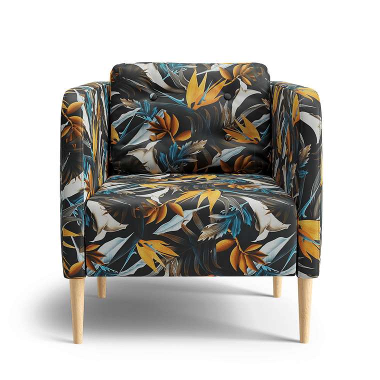 Кресло Корси Флористика синего цвета 