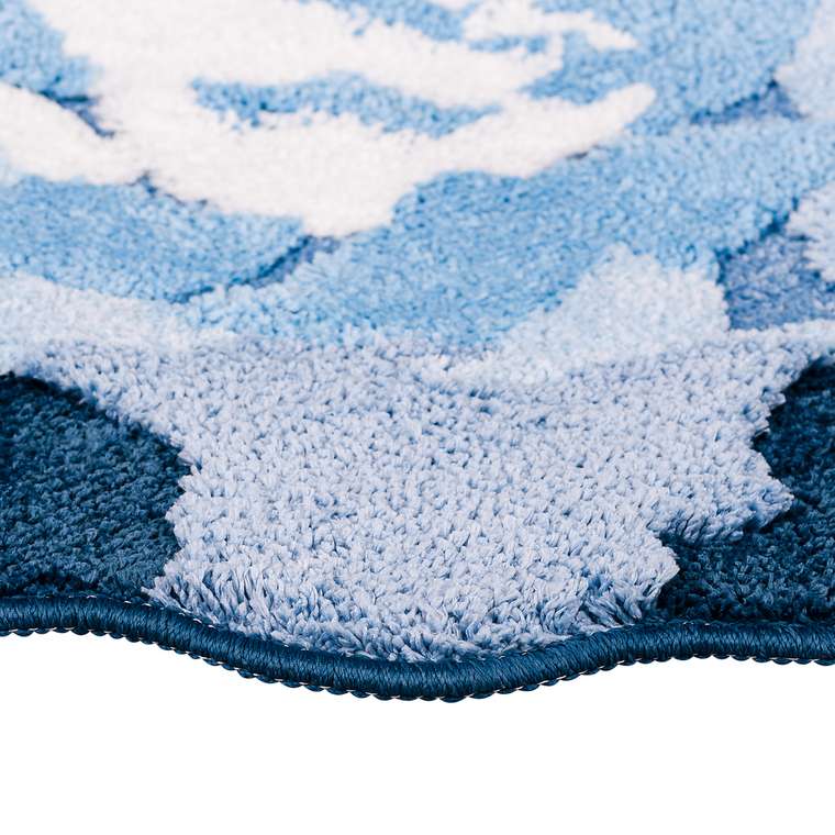 Мягкий коврик Fleur для ванной комнаты 70х70 синего цвета