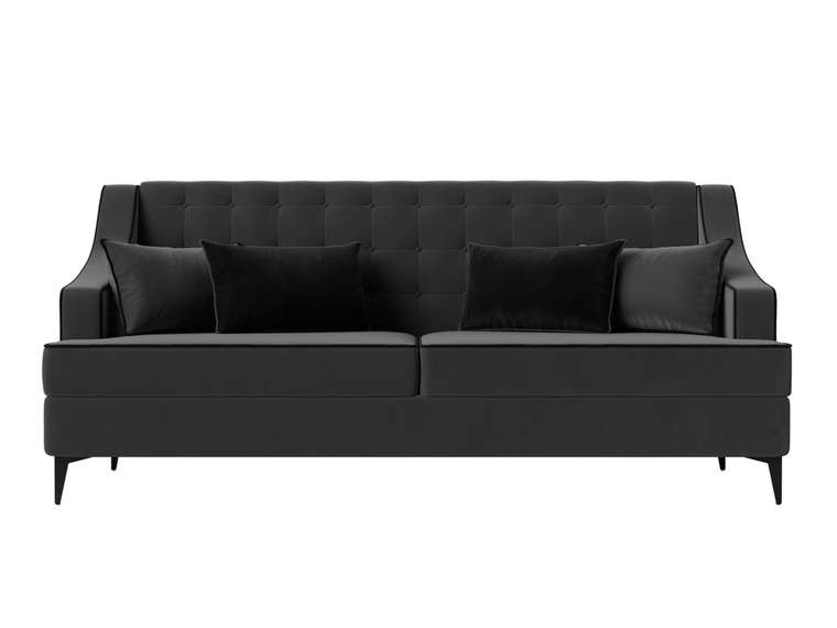 Прямой диван Марк серого цвета с черным кантом