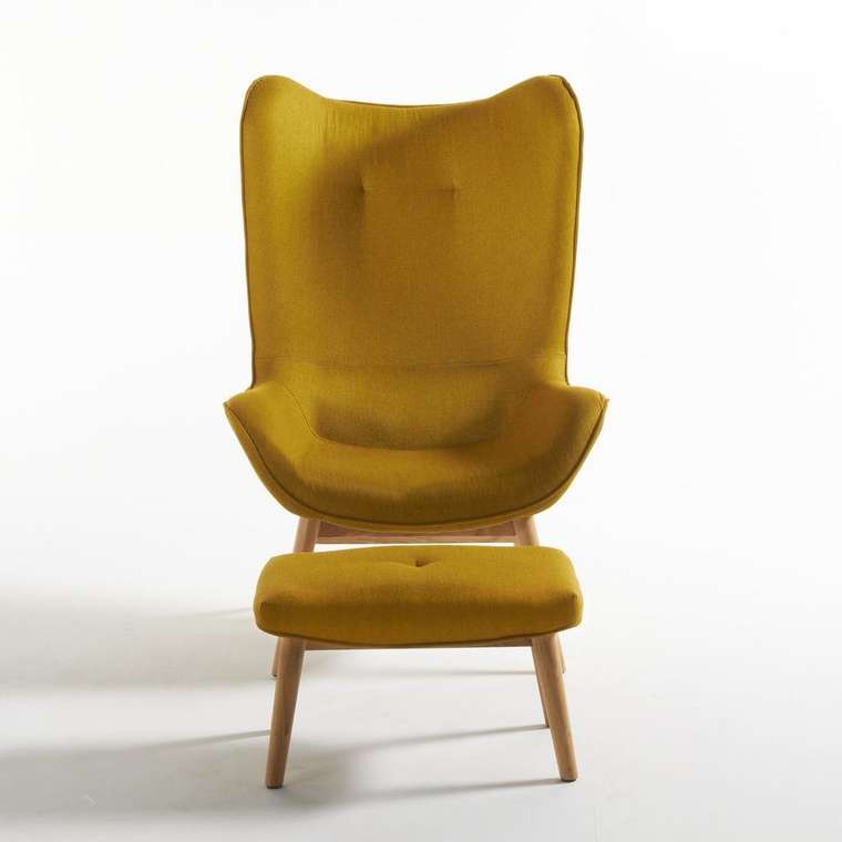 Кресло Crueso с подставкой для ног желтого цвета