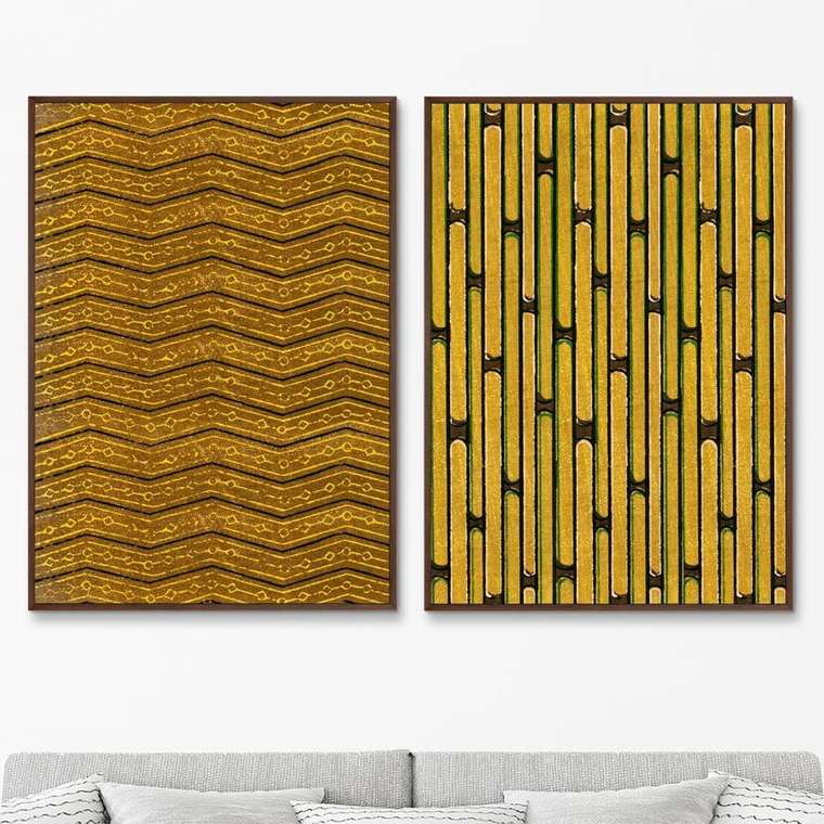 Набор из двух репродукций картин Vintage print of Japanese textile №34, 1904г.