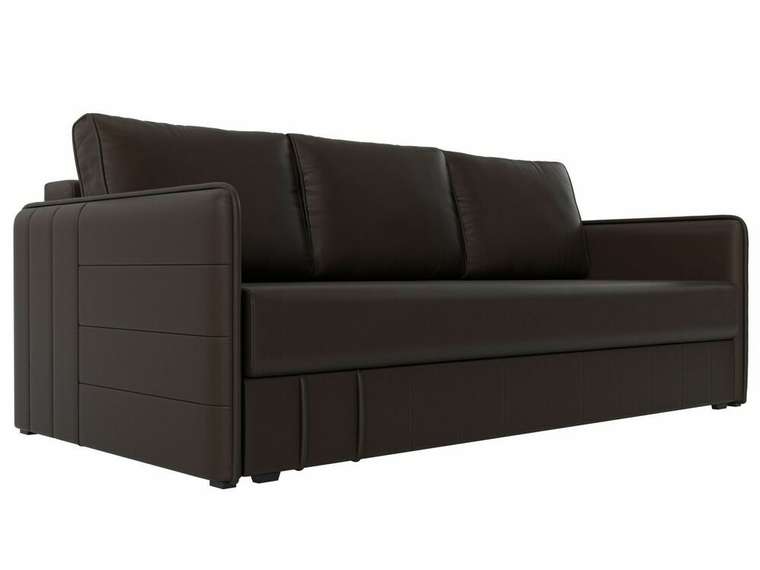 Прямой диван-кровать Слим коричневого цвета (экокожа) с пружинным блоком