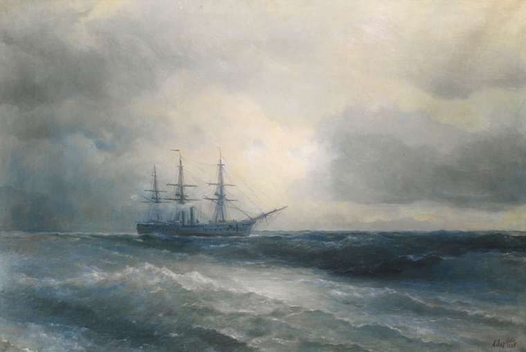 Репродукция картины на холсте Корабль в море 