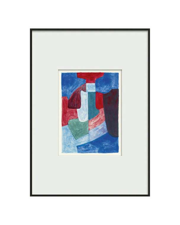 Интерьерное жикле Bleue, verte et rouge 50х70 в раме черного цвета 