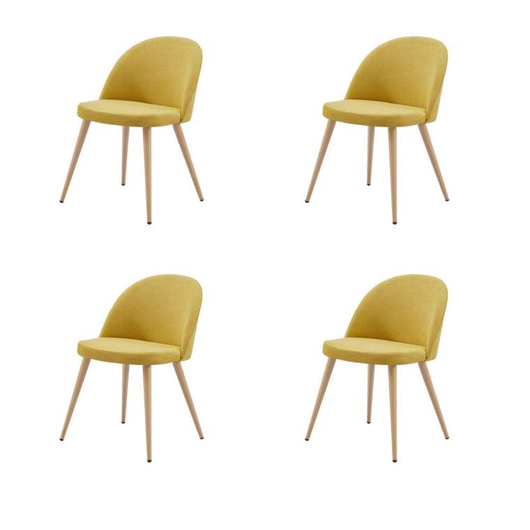  Набор из четырех желтых стульев Томас с мягким сидением