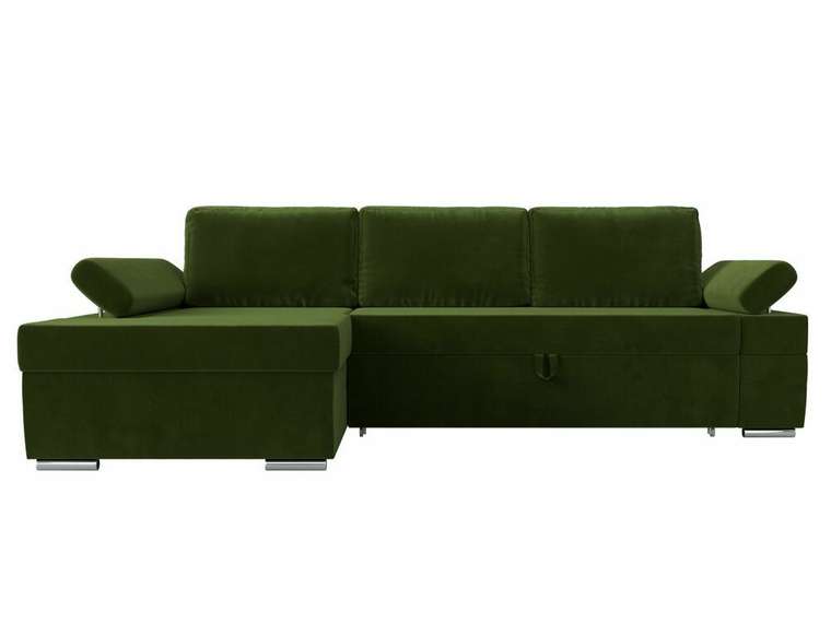 Угловой диван-кровать Канкун зеленого цвета левый угол