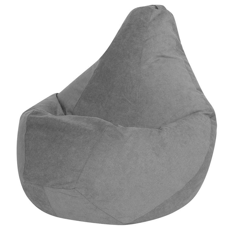 Кресло-мешок Груша 2XL в обивке из велюра серого цвета