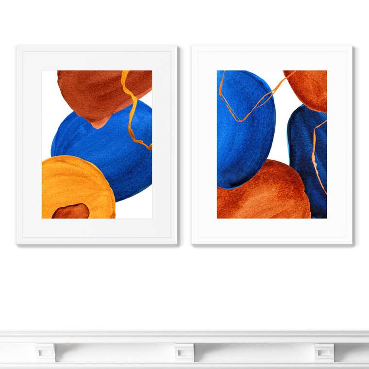 Набор из 2-х репродукций картин в раме Forms and colors, composition No2