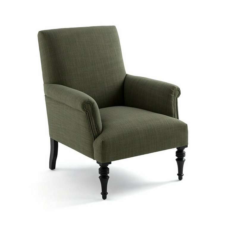 Кресло из полиэстера и льна Diane зеленого цвета