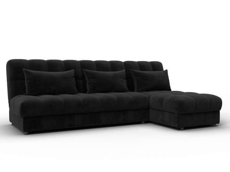 Угловой диван-кровать Лига-116 черного цвета правый