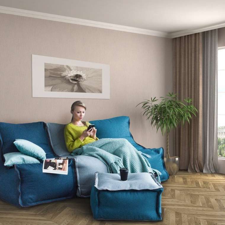 Пуфик столик Лофт бирюзового цвета