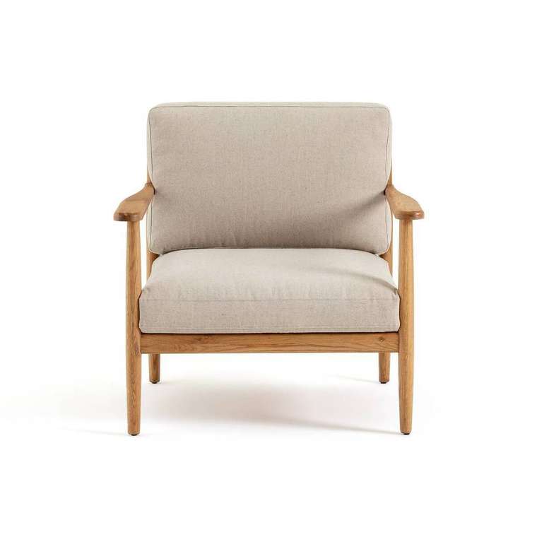 Кресло винтажное из дуба Malora бежевого цвета