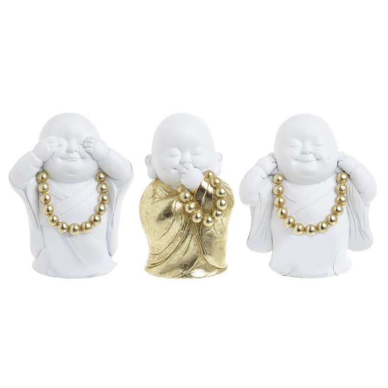 Комплект из трех статуэток Buddha белого цвета
