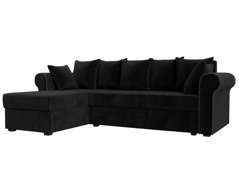 Угловой диван-кровать Рейн черного цвета левый угол