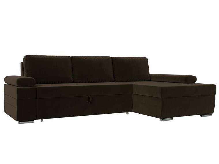 Угловой диван-кровать Канкун коричневого цвета правый угол