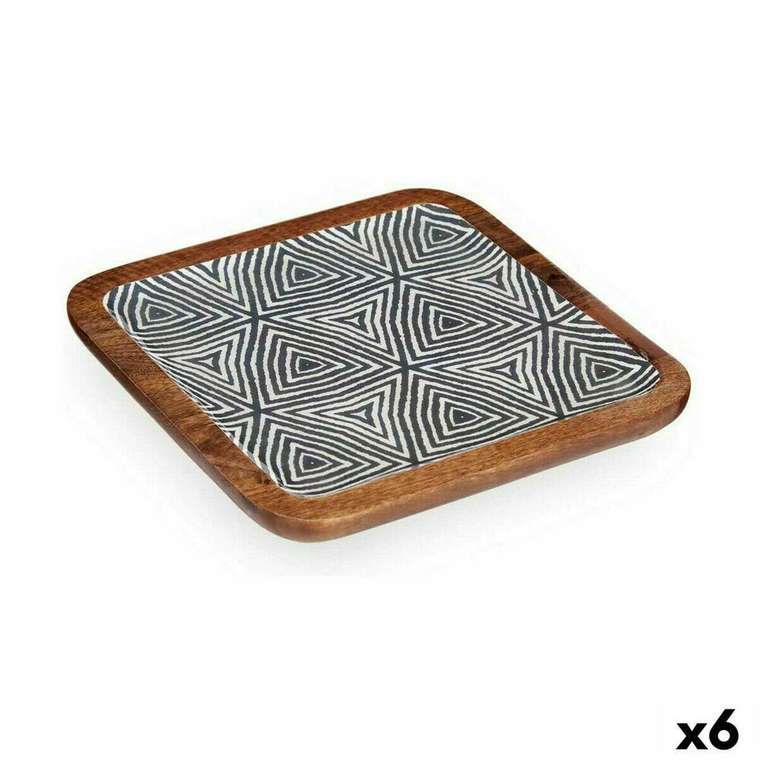 Блюдо Белый Коричневый Чёрный Без втулки 25 x 25  (6 штук)