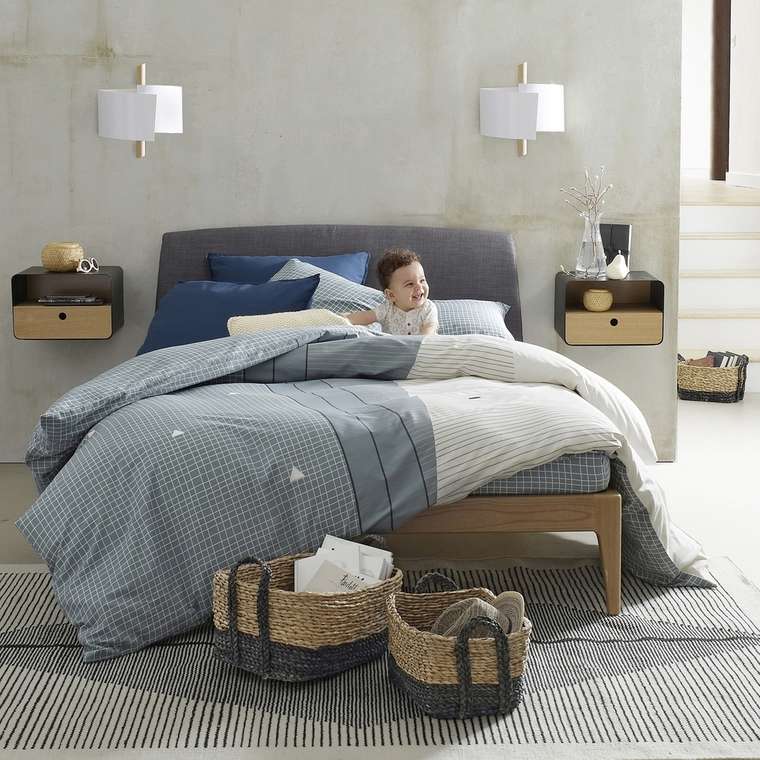 Кровать с кроватным основанием Agura 160x200 серого цвета