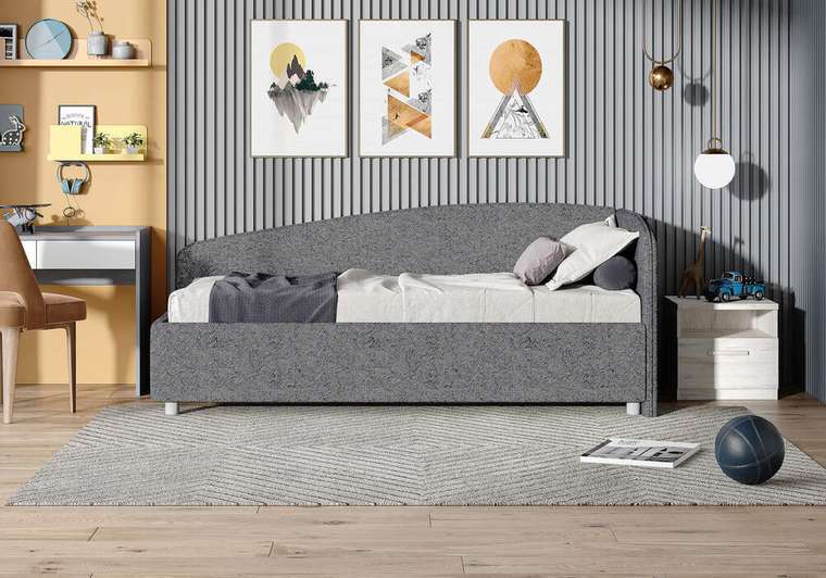 Кровать Paola R 120х200 светло-серого цвета без основания и подъемного механизма