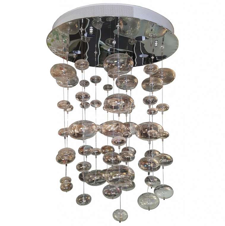 Дизайнерская потолочная люстра Murano Due Ether crystal light с декоративными подвесками из муранского стекла 