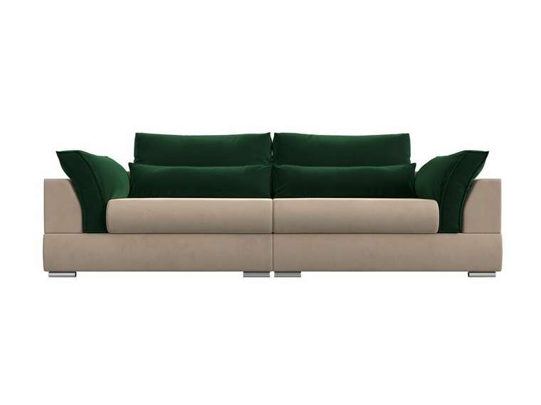 Прямой диван-кровать Пекин зелено-бежевого цвета