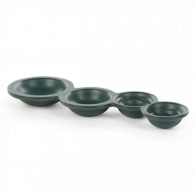 Глиняная четырехсекционная тарелка  для соуса Isamu синего цвета 