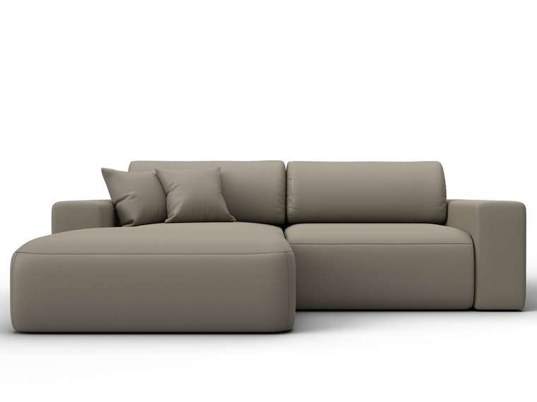 Угловой диван-кровать Лига-036 Классик бежевого цвета левый (экокожа)