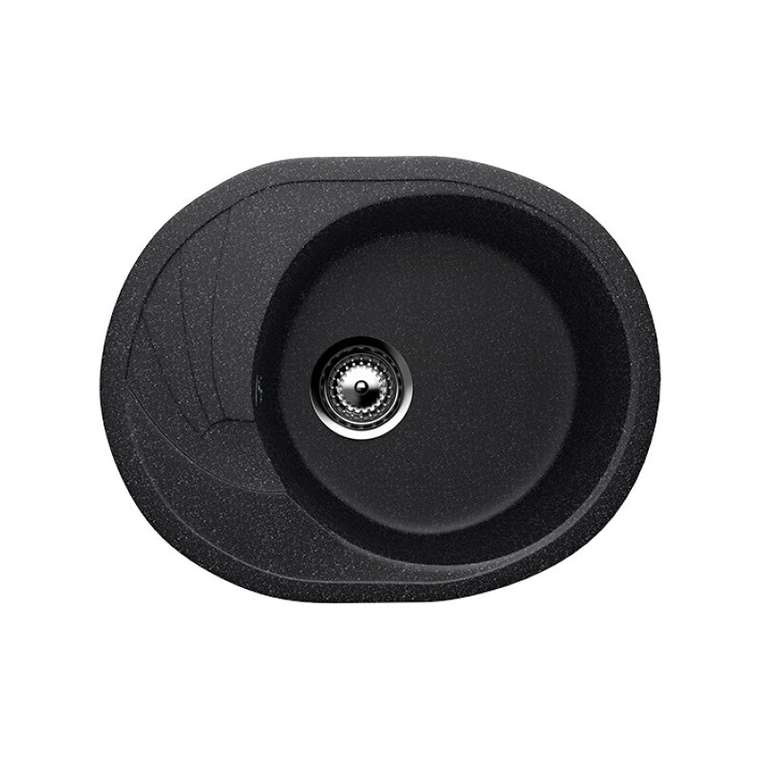 Кухонная мойка овальная Ulgran U-403-308 57х46 см черного цвета