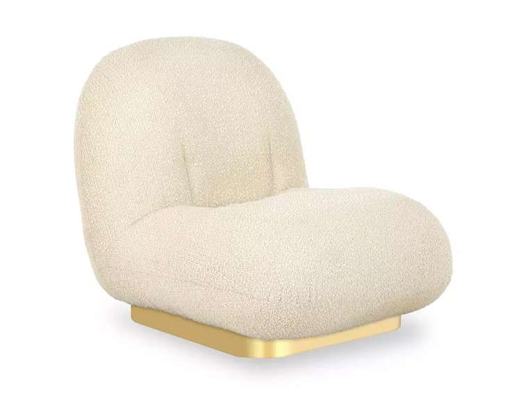 Кресло Pacha Wood белого цвета с золотым основанием