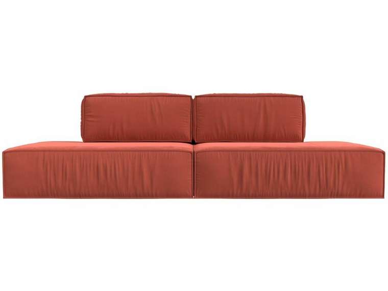 Прямой диван-кровать Прага лофт кораллового цвета